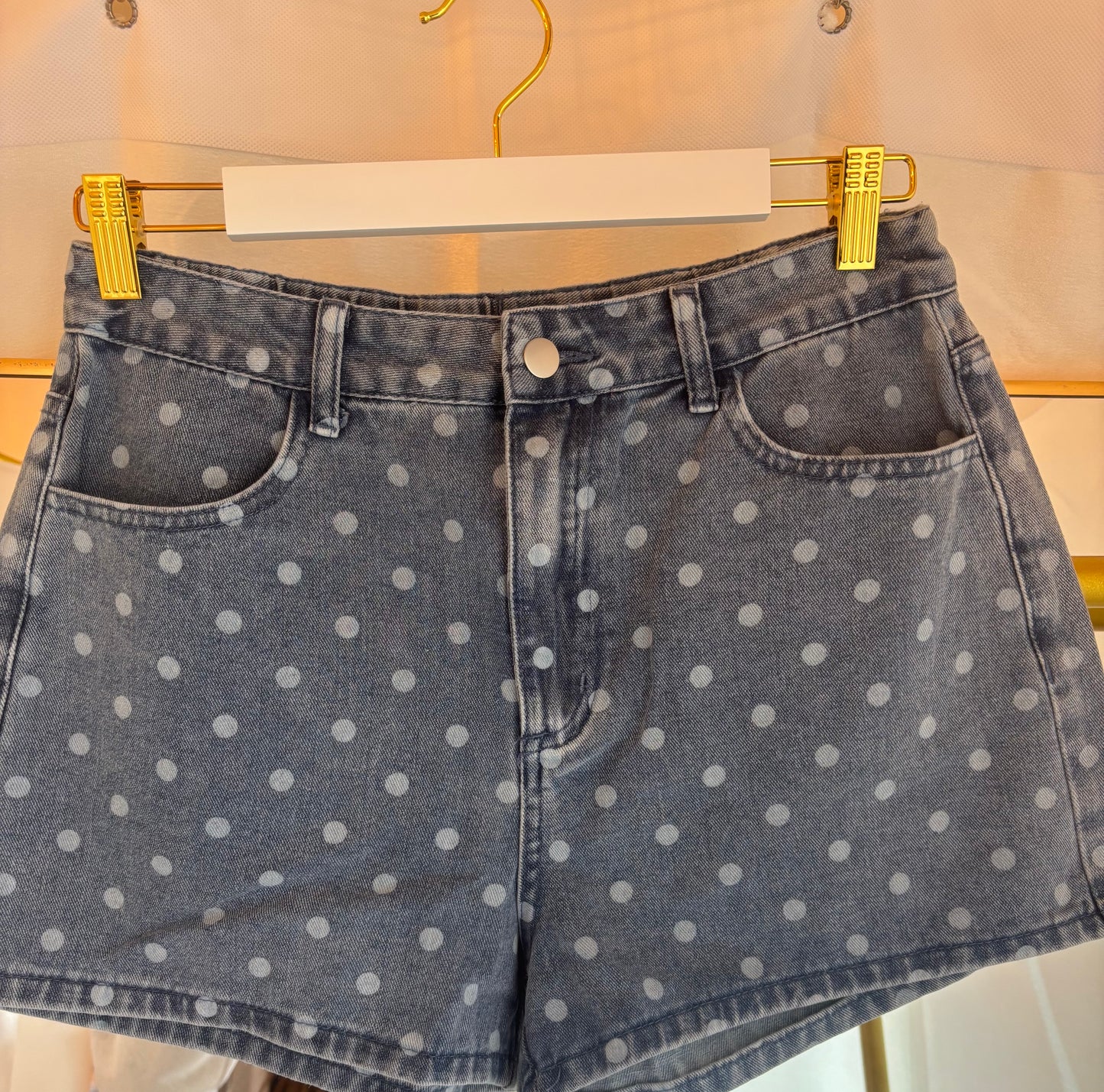 polka dot jean shorts