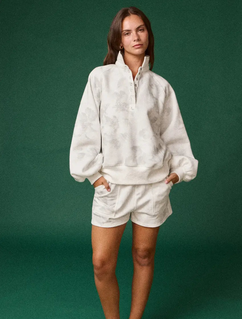 Floral Piper Button Collared Sweater
