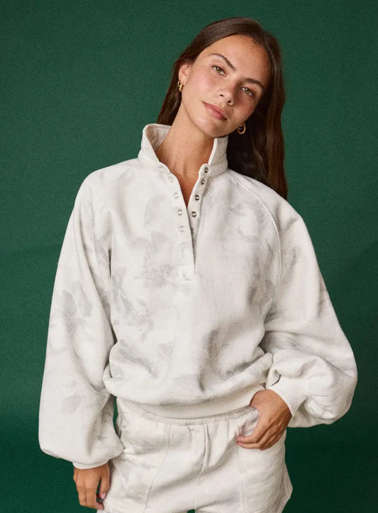 Floral Piper Button Collared Sweater