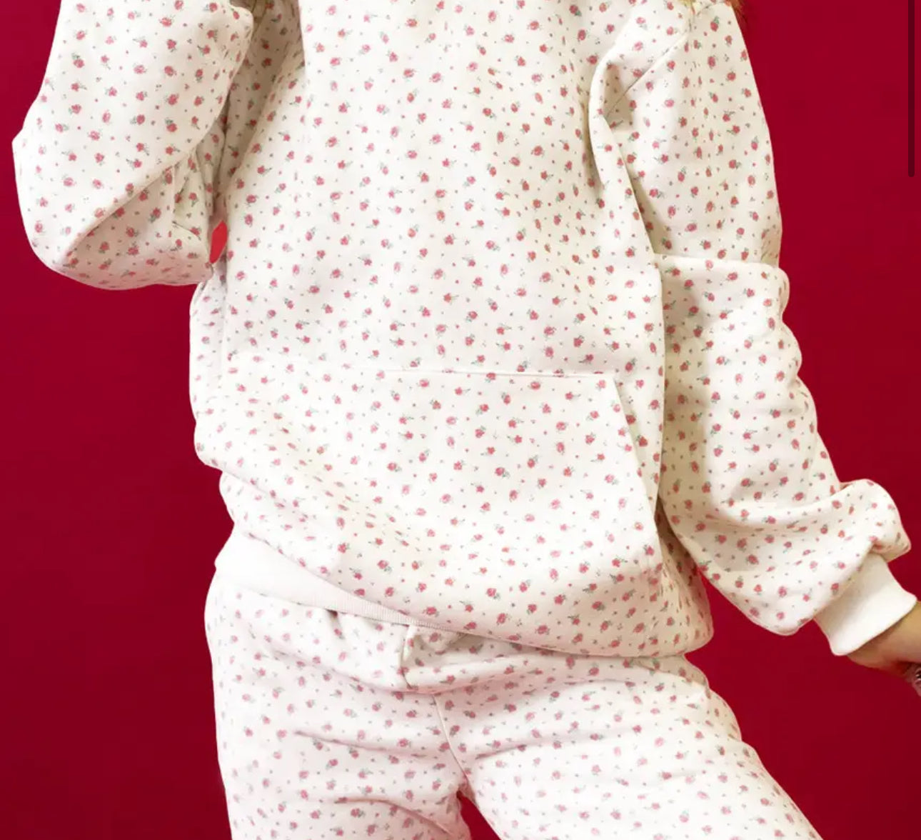 Pink Floral Sweatshirt&Sweatpant Set
