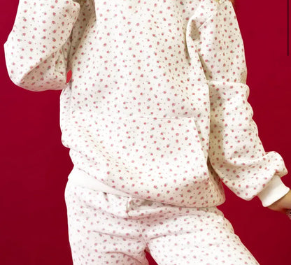 Pink Floral Sweatshirt&Sweatpant Set