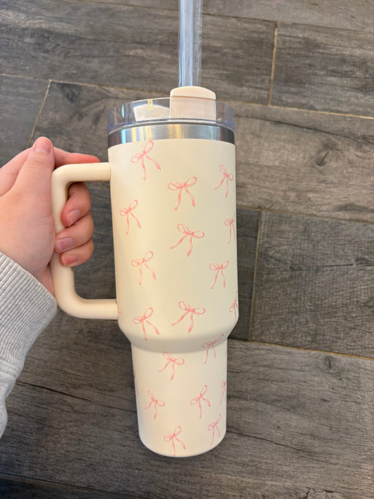 Pink bow tumbler