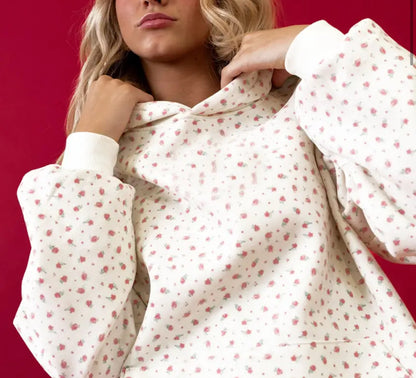 Pink Floral Sweatshirt&Sweatpant Set