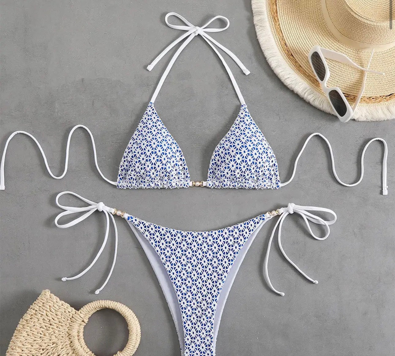 Blue knit bikini BOTTUM