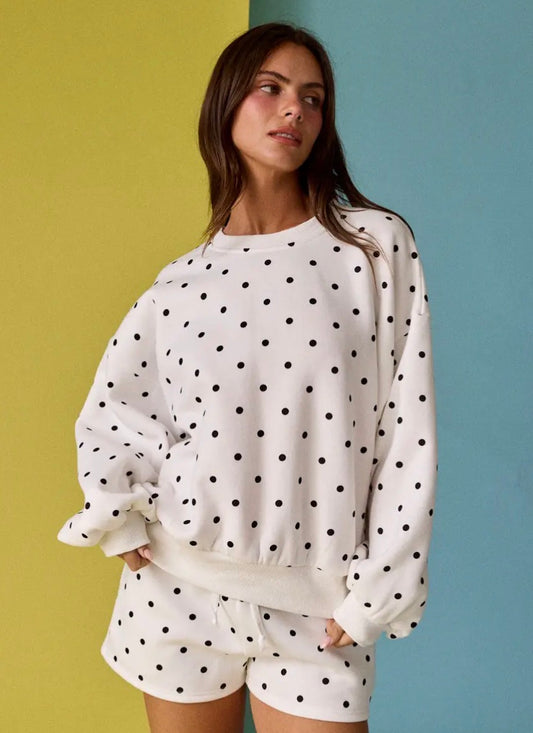 Polka dot crew neck