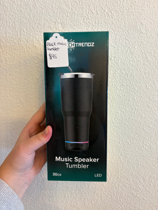 Black tumbler with speaker