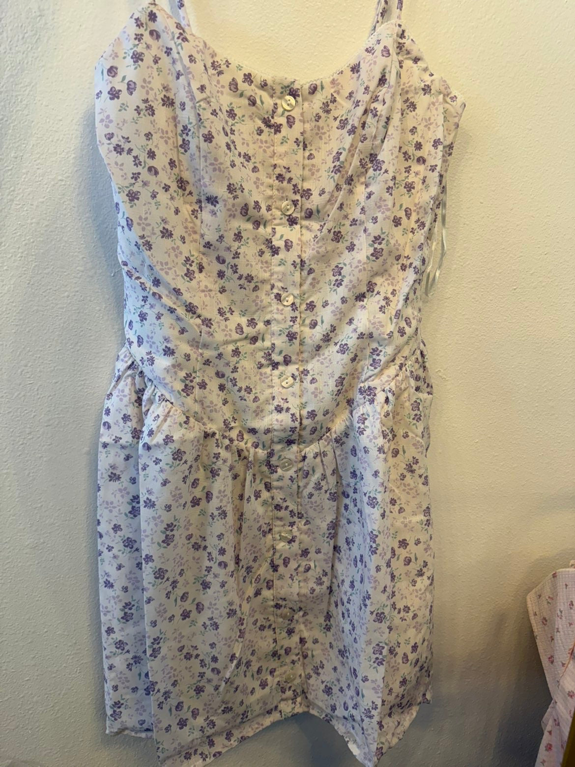 White and purple floral dress