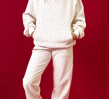 Pink Floral Sweatshirt&Sweatpant Set