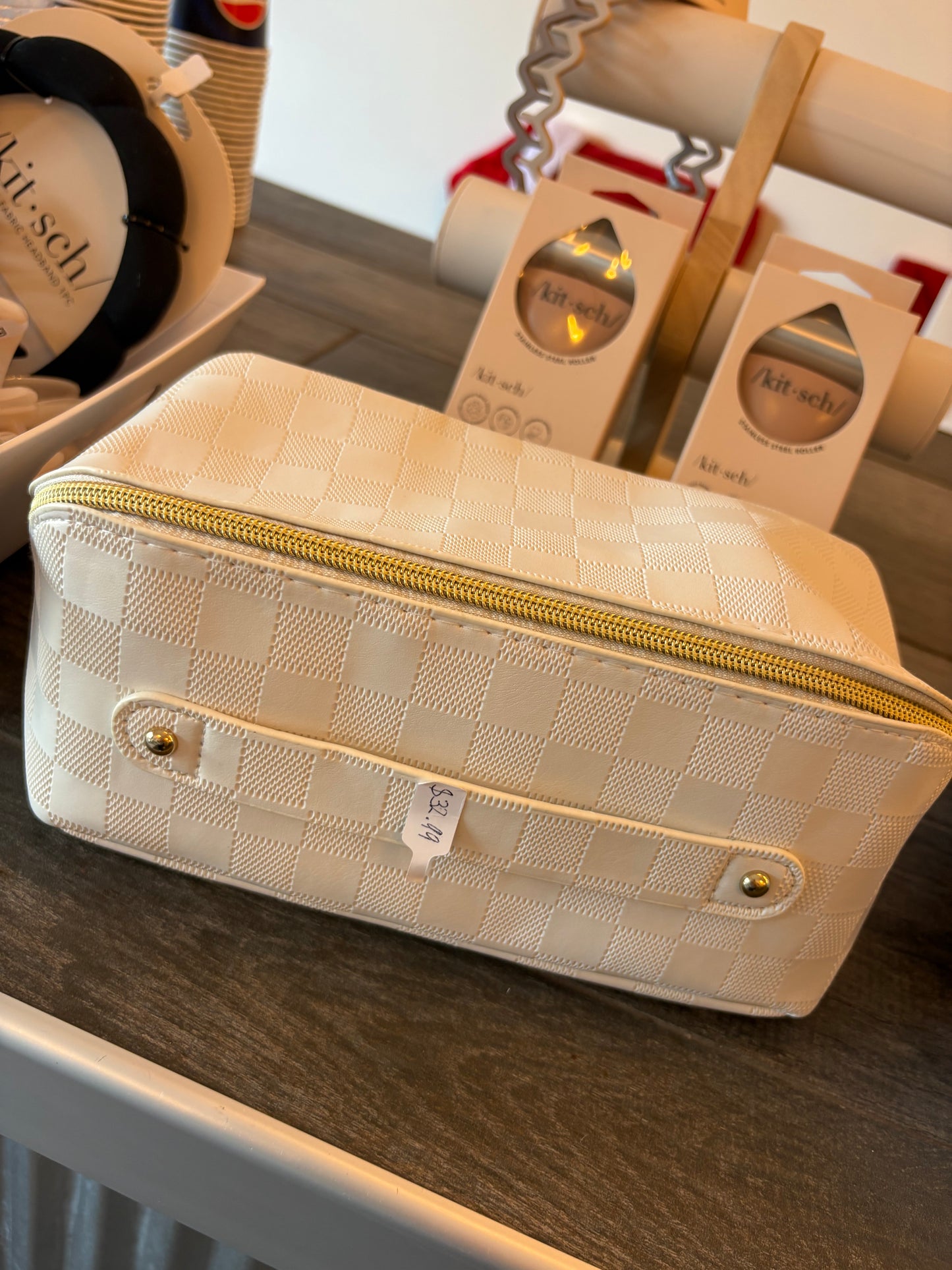 White cosmetic bag