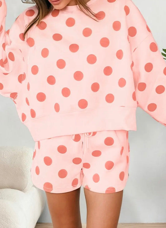 Pink polka dot crew